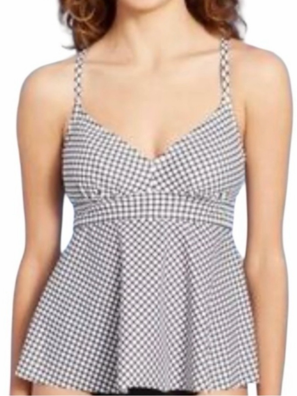 Kona Sol Black and White Gingham Swim Top